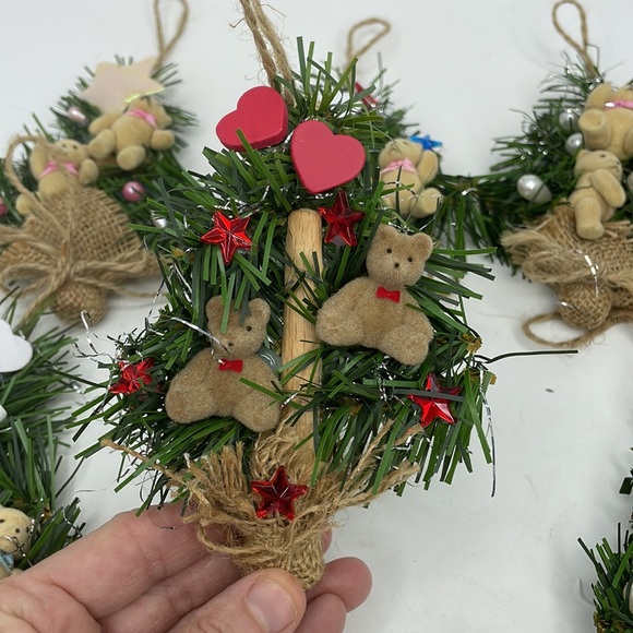 Vintage Handmade  Miniature Teddie Bears Christmas Ornaments - Lot of 6 - Picture 13 of 16
